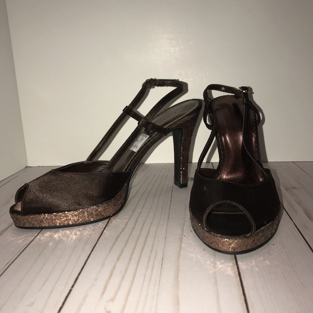 💟 3 for $15 🛍✅ Brown Satin/Glitter Pumps